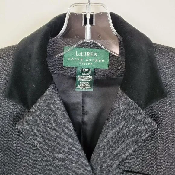 Vintage Ralph Lauren Black Herringbone Wool Blazer - Picture 10 of 14